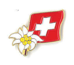 Swiss Flag w/ Edelweiss Pin