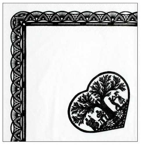 Paper Napkins/Placemats Set - Scherenschnitt Heart