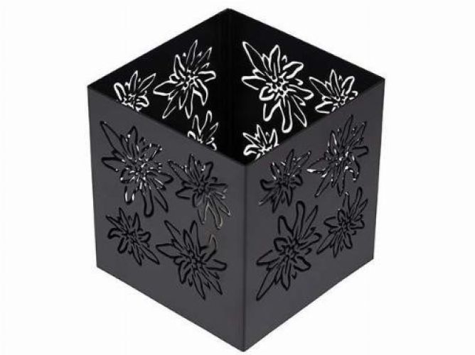 Square Metal Candle with Edelweiss Design