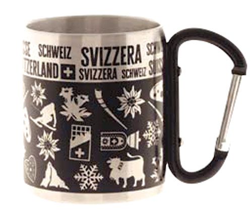 Aluminum Cup silver and black with Carabiner Handle