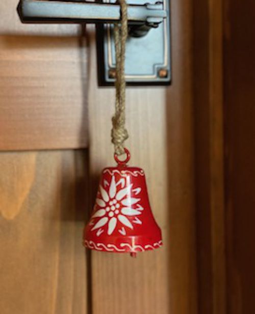 Red Bell with painted Edelweiss Décor - SMALL