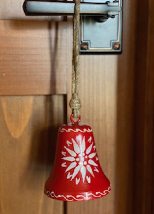 Red Bell with painted Edelweiss Décor - Larger