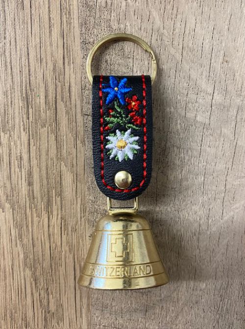 Swiss Key Ring - Bell with Black Embroidered Strap