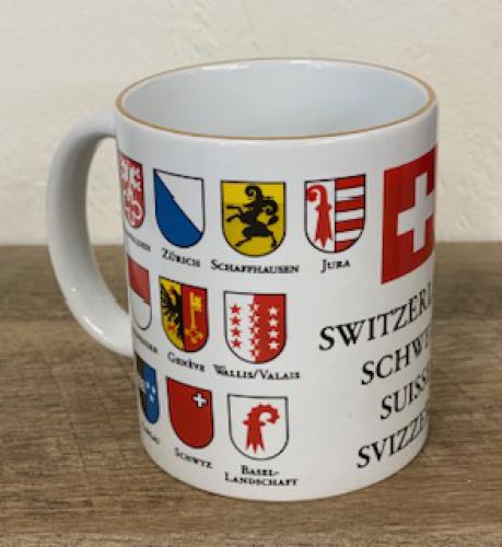 Swiss National Cup with Cantons and Golden Rim Decoration