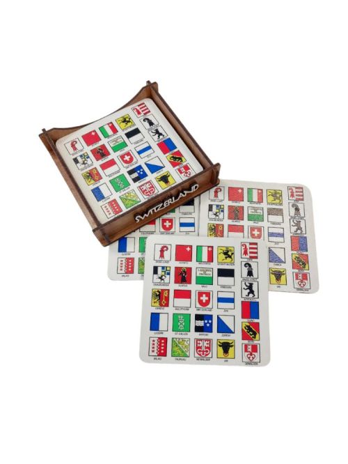 Swiss Canton Coaster Set with Storage Box