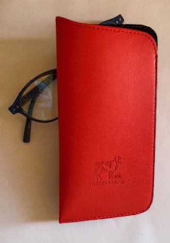 Soft red vegan leather case for glasses