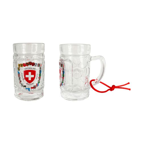 Mini Beer Mug Shot Glass with Swiss and Canton Shields