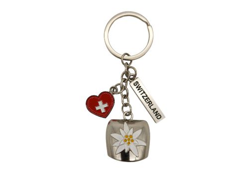 Key Ring with Edelweiss Bell - Heart - Switzerland