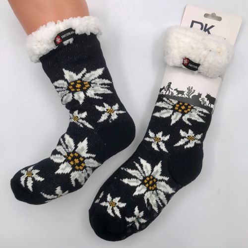 Slipper Socks Navy with Edelweiss