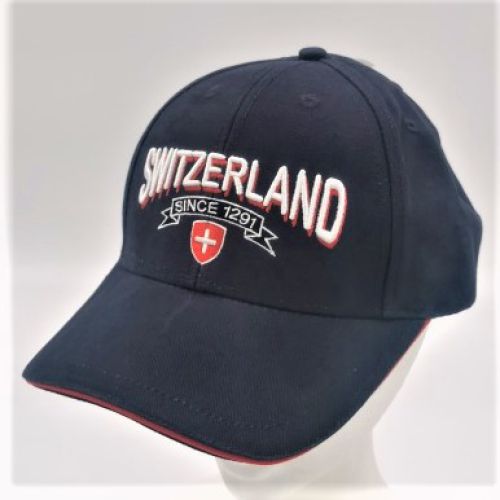 Navy Blue Baseball Cap with 3D Switzerland Embroidery