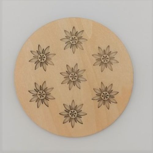 Wooden Coaster Set with Edelweiss Design