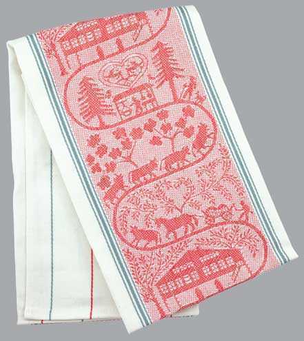 Appenzell Farm Kitchen Towel  -  Red Accent