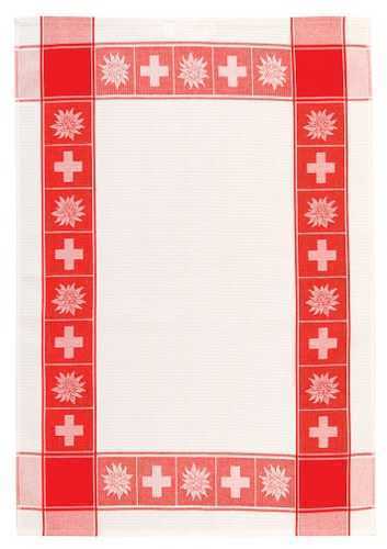 Kitchen Towel - Swiss Cross/Edelweiss - White