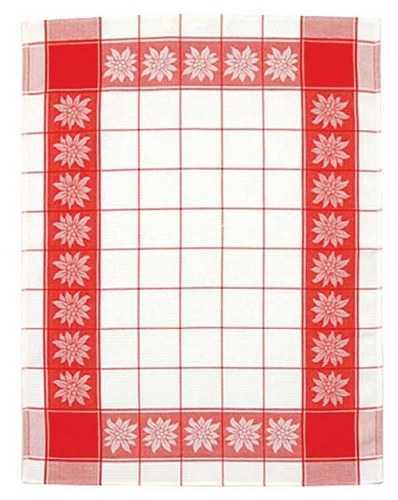 Kitchen Towel - White w/ Red Edelweiss Motif