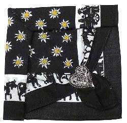 Black Edelweiss and Cow Scarf with Clip