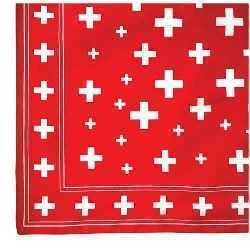Red Scarf with a Swiss Cross Design