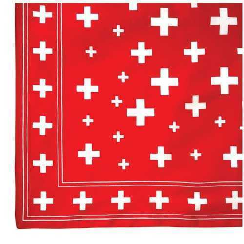 Red Scarf with a Swiss Cross Design