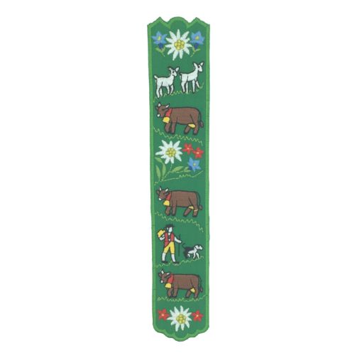 Embroidered Bookmark - Green with Cow Parade