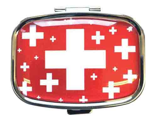 Pill Box - Red with Swiss Crosses