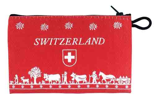 Small Red Purse with Farm Scene