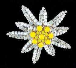 Gemstone Edelweiss Broach - Large