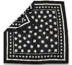 Silk Scarf with Edelweiss Design - Black