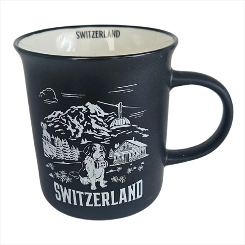 Black Ceramic Switzerland Mountain Scene Mug