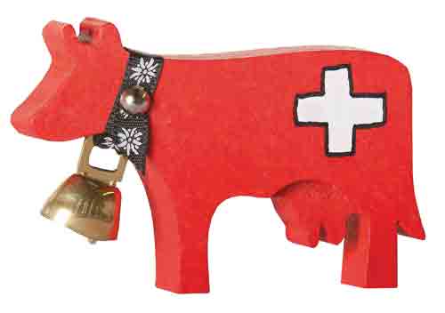 Red Cow with bell and Swiss cross