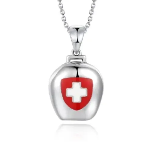 Sterling Silver Swiss Bell with Swiss Shield Pendant