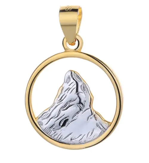 Sterling Silver Matterhorn Pendant Necklace with Gold Plated Circle